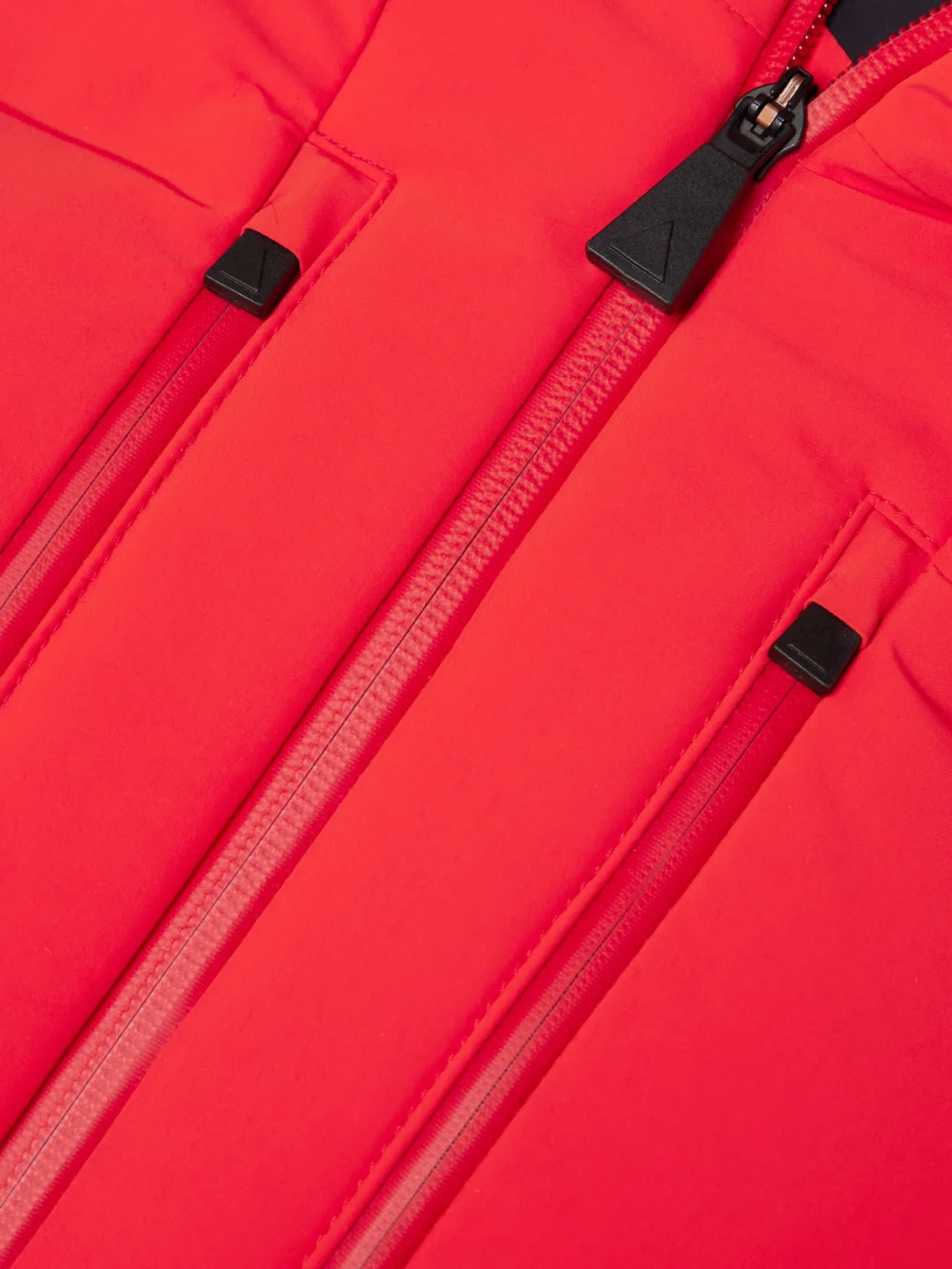 Close-up detail of the Aztech Mountain Super Nuke Hooded Quilted Paneled Down Ski Jacket