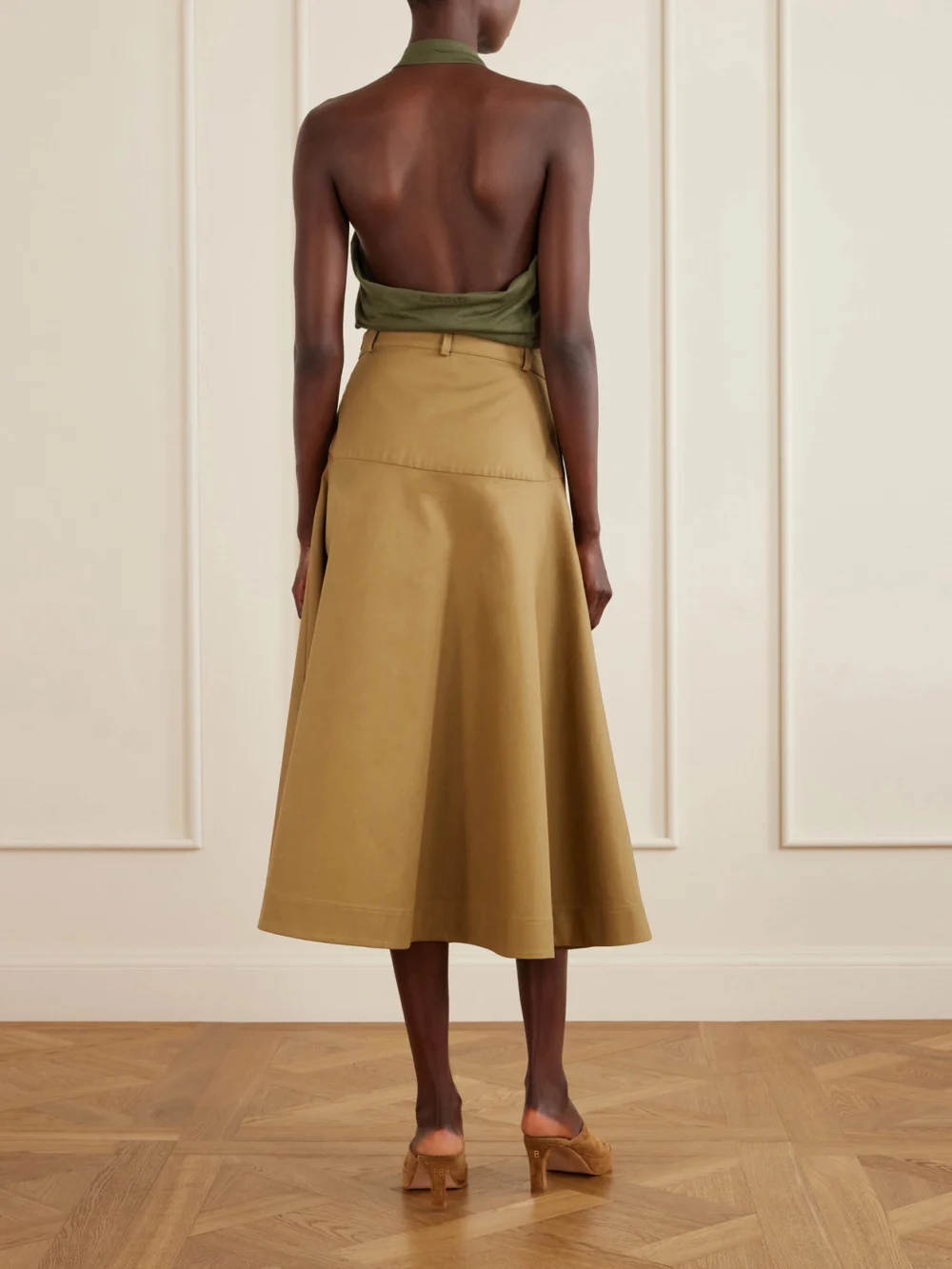 Back view of the Balenciaga A-line Cotton Midi Skirt
