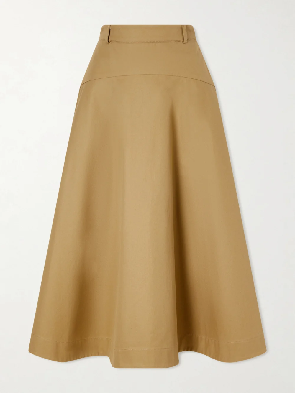 Balenciaga A-line Cotton Midi Skirt in camel