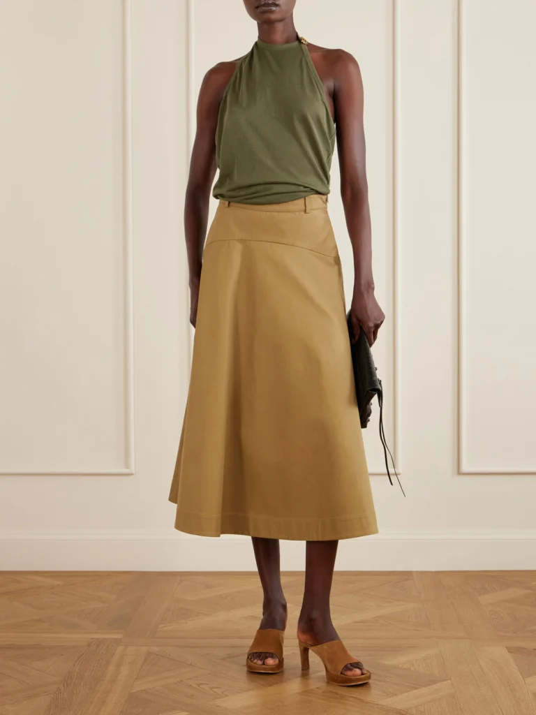 Balenciaga A-line Cotton Midi Skirt