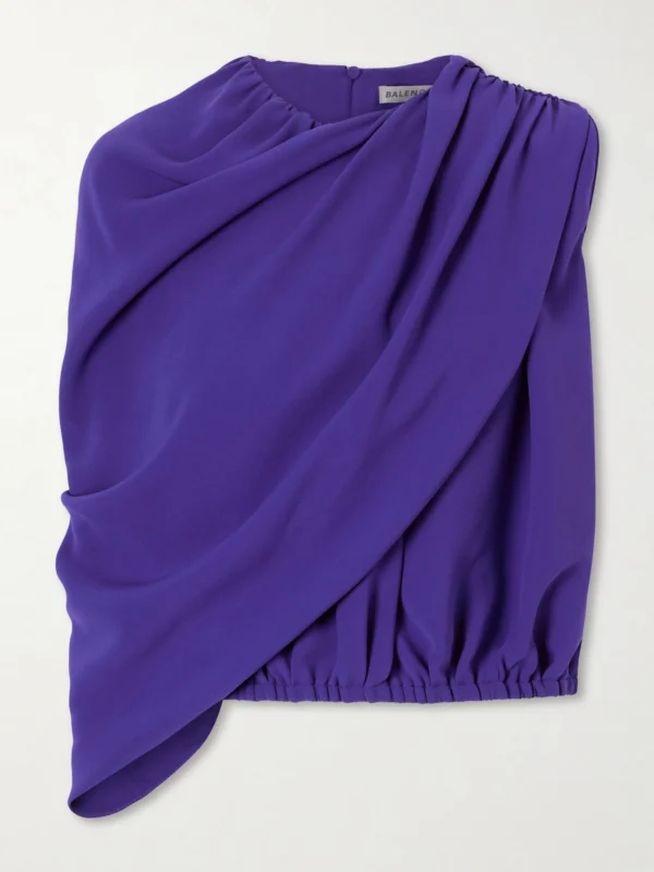 Balenciaga Asymmetrical Draped Silk Top