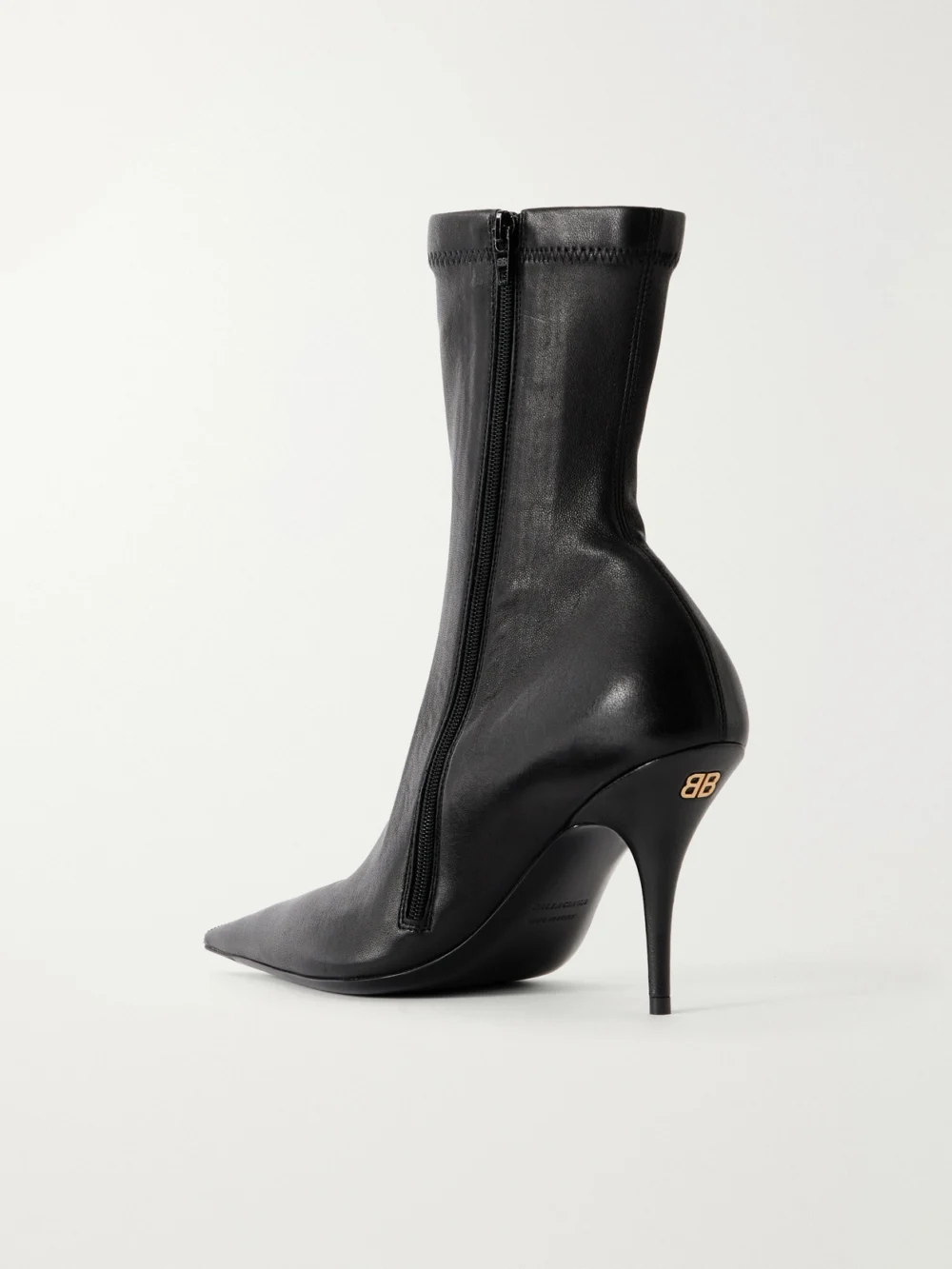 Back view of the Balenciaga Avenue Bootie 90 Leather Ankle Boots