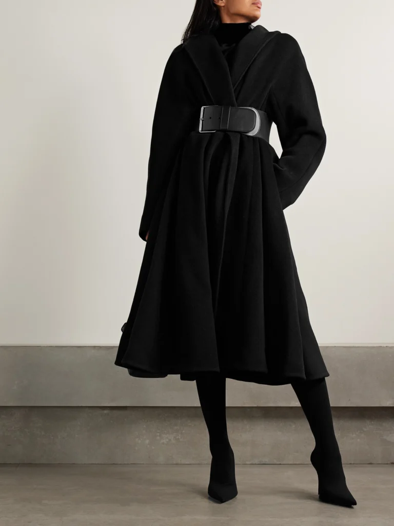 Balenciaga Belted Brushed Wool-blend Coat