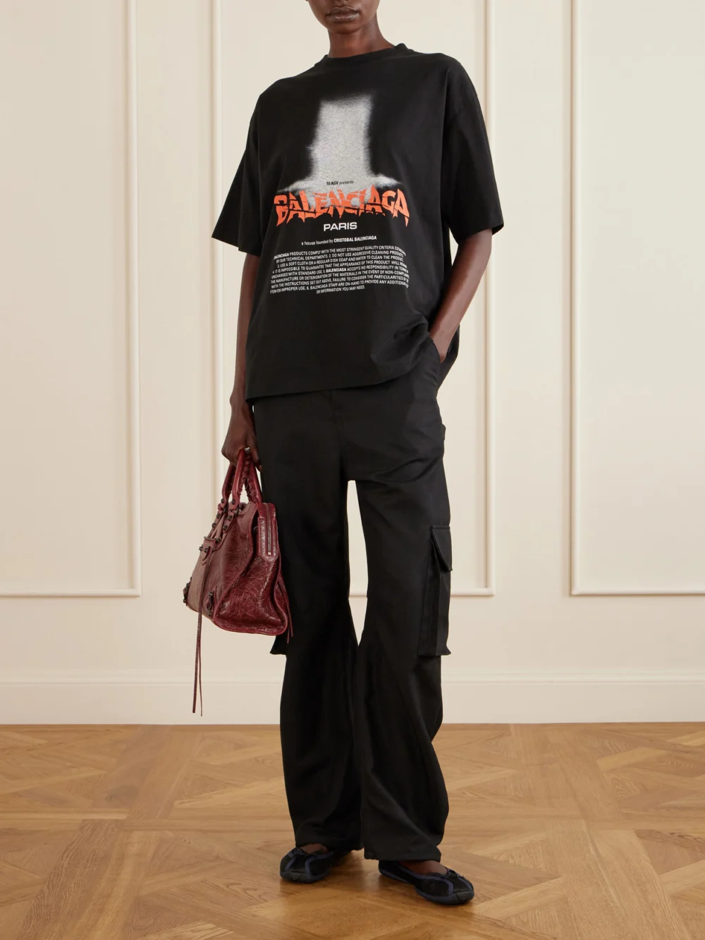 Balenciaga Bow-embellished Satin Ballet Sneakers, styled view