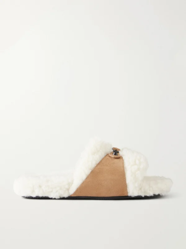 Balenciaga Buckle-detailed Suede-lined Slip-on Flats