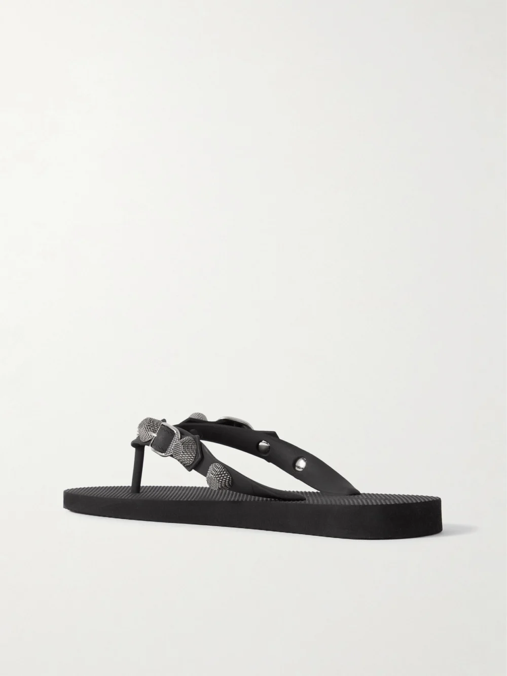 Back view of the Balenciaga Cagole Embellished Rubber Flip Flops