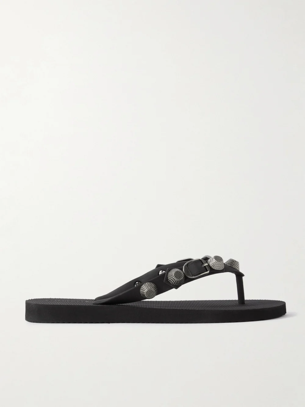 Balenciaga Cagole Embellished Rubber Flip Flops in black