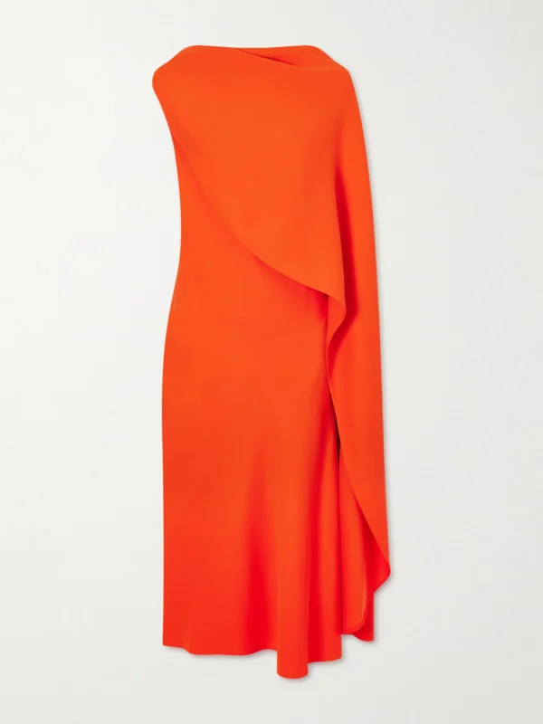 Balenciaga Cape-effect Draped Wool and Silk-blend Crepe Midi Dress