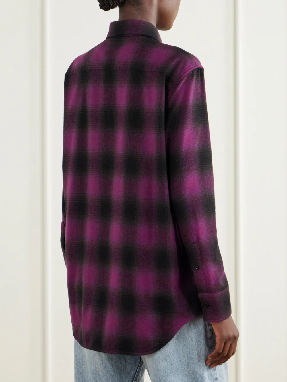 Back view of the Balenciaga Checked Wool-blend Shirt