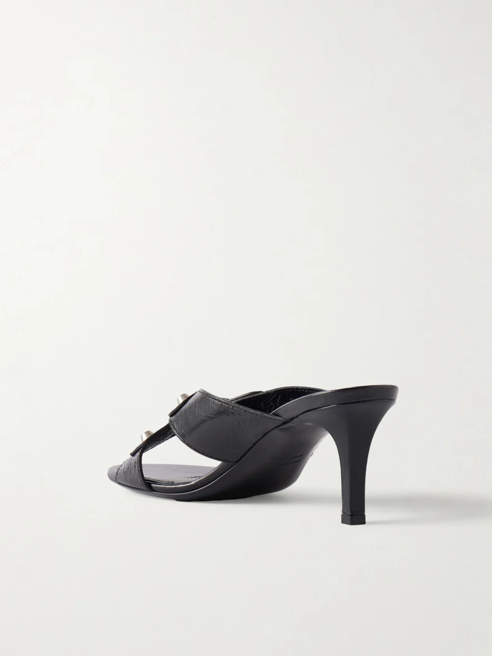 Back view of the Balenciaga City Embellished Crinkled-leather Sandals