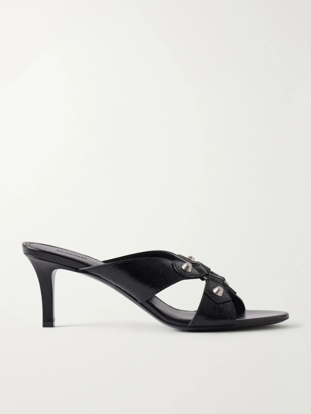 Balenciaga City Embellished Crinkled-leather Sandals in black