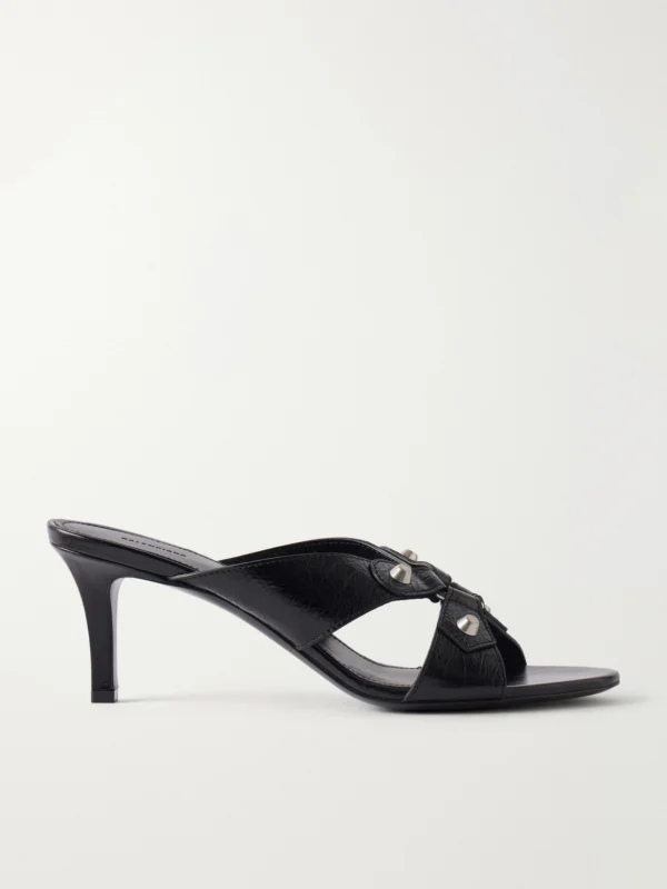 Balenciaga City Embellished Crinkled-leather Sandals