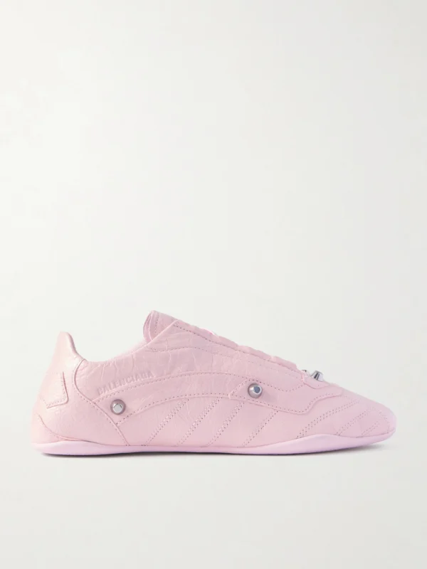 Balenciaga City Studded Crinkled-leather Sneakers