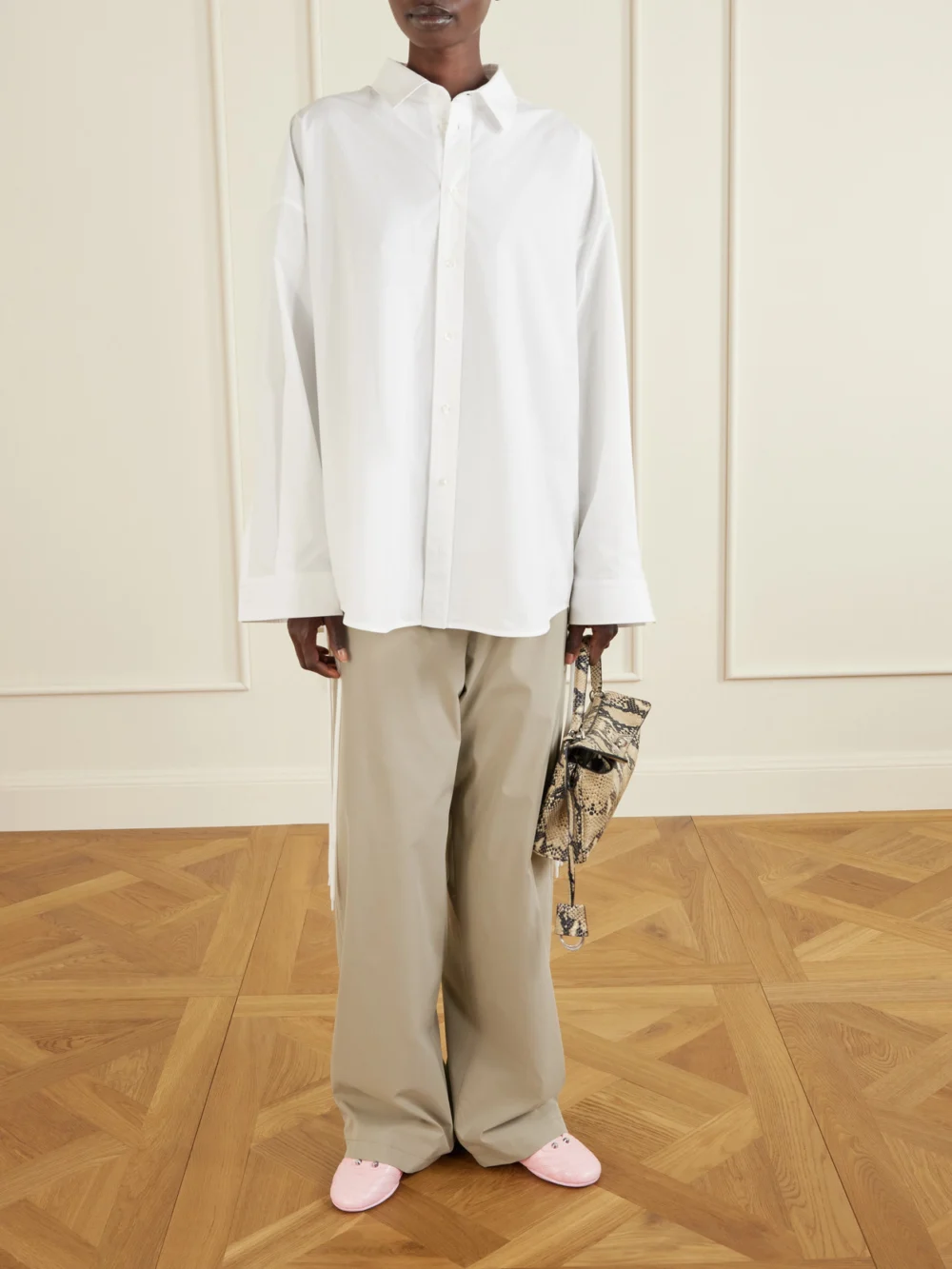 Balenciaga City Studded Crinkled-leather Sneakers, styled view