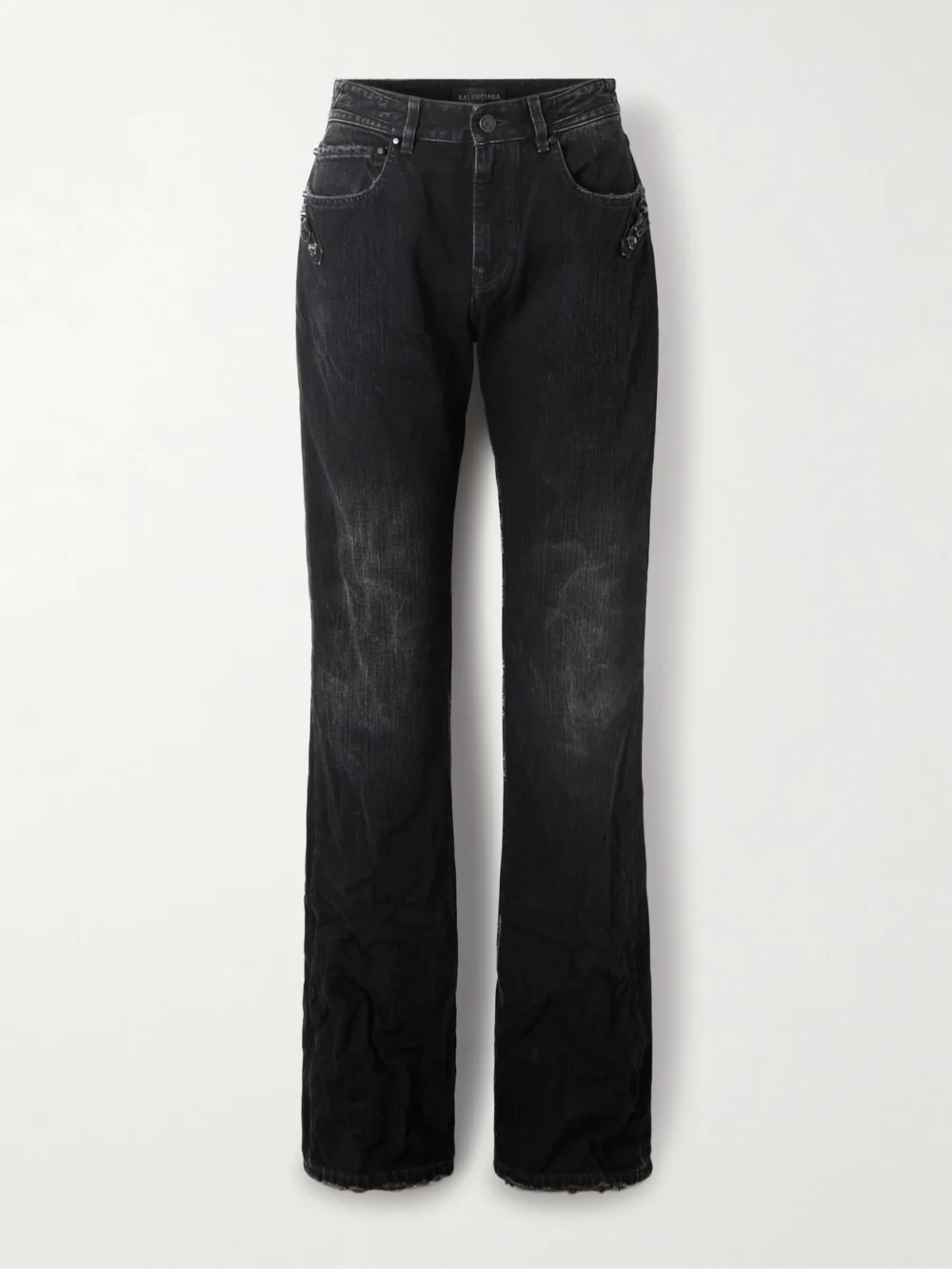 Balenciaga City Studded Low-rise Straight-leg Jeans in black