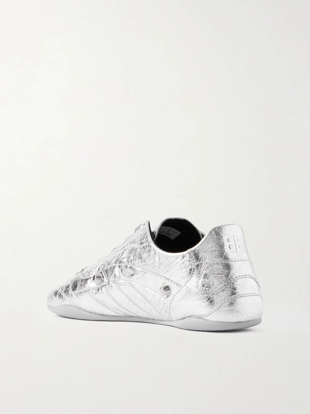 Back view of the Balenciaga City Studded Metallic Crinkled-leather Sneakers