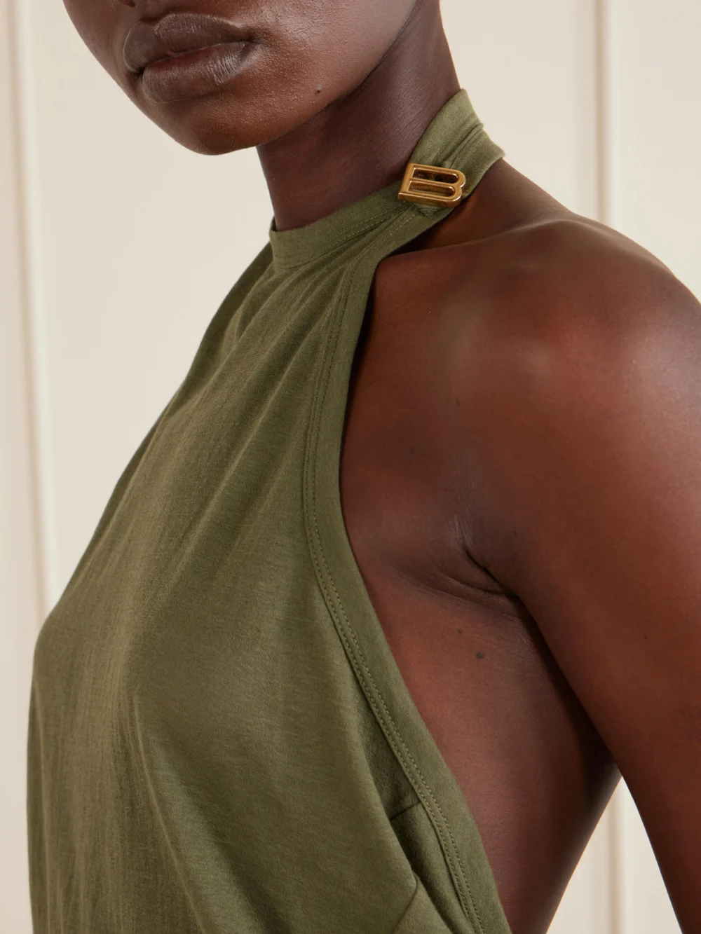 Close-up detail of the Balenciaga Cotton-blend Jersey Halterneck Top