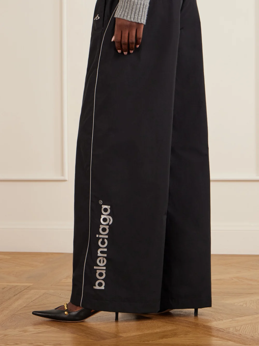 Close-up detail of the Balenciaga Cotton-blend Shell Pants