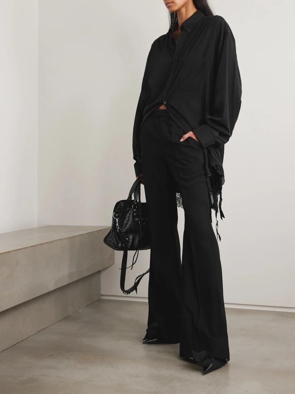 Balenciaga Cotton Flared Pants, worn by a model