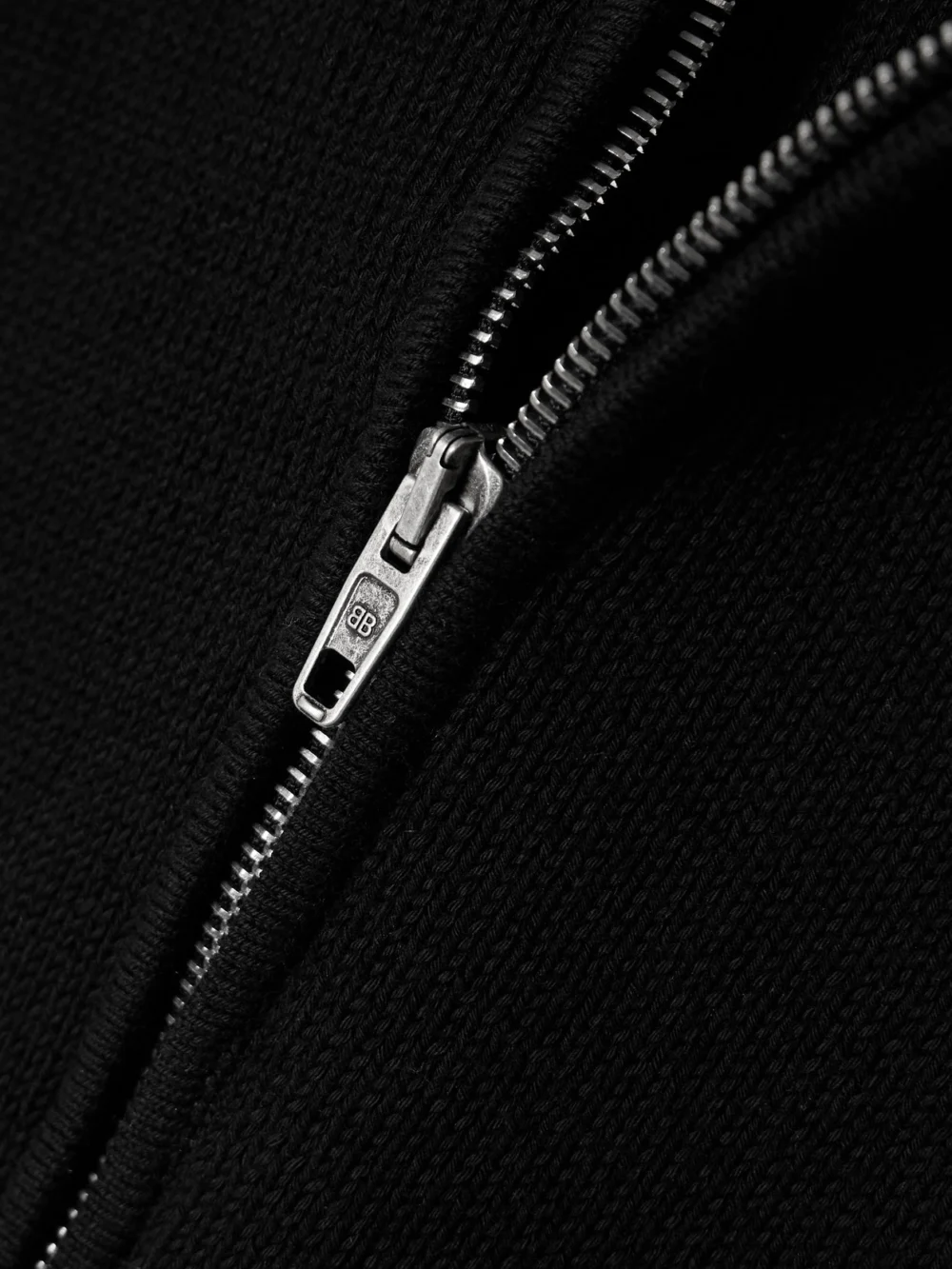 Close-up detail of the Balenciaga Cotton Half-zip Sweater