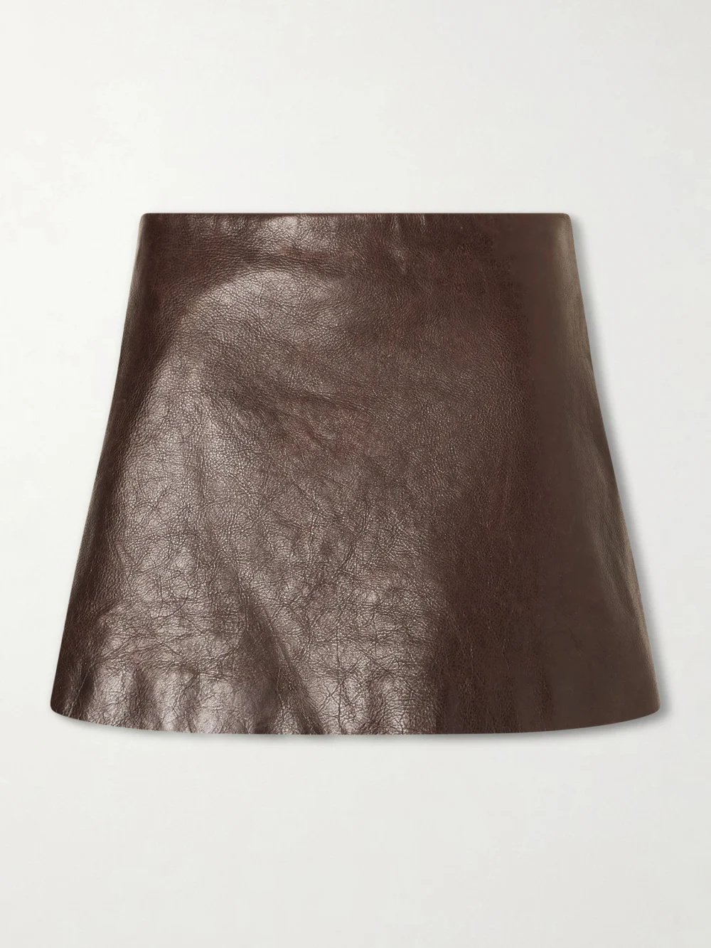 Balenciaga Crinkle Leather Mini Skirt in brown