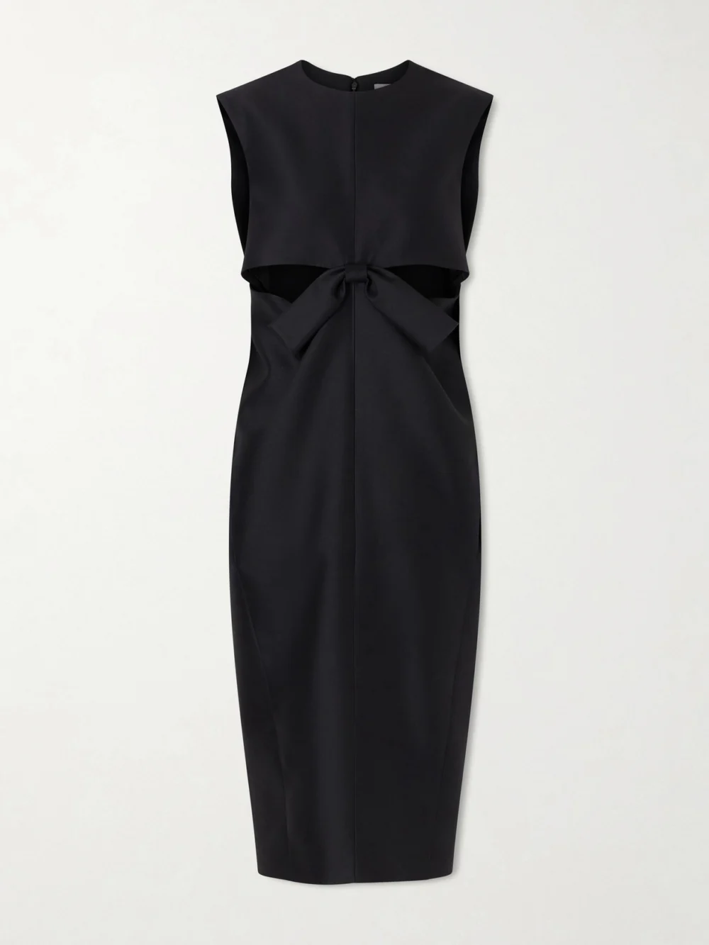 Balenciaga Cutout Draped Wool and Silk-blend Midi Dress in black