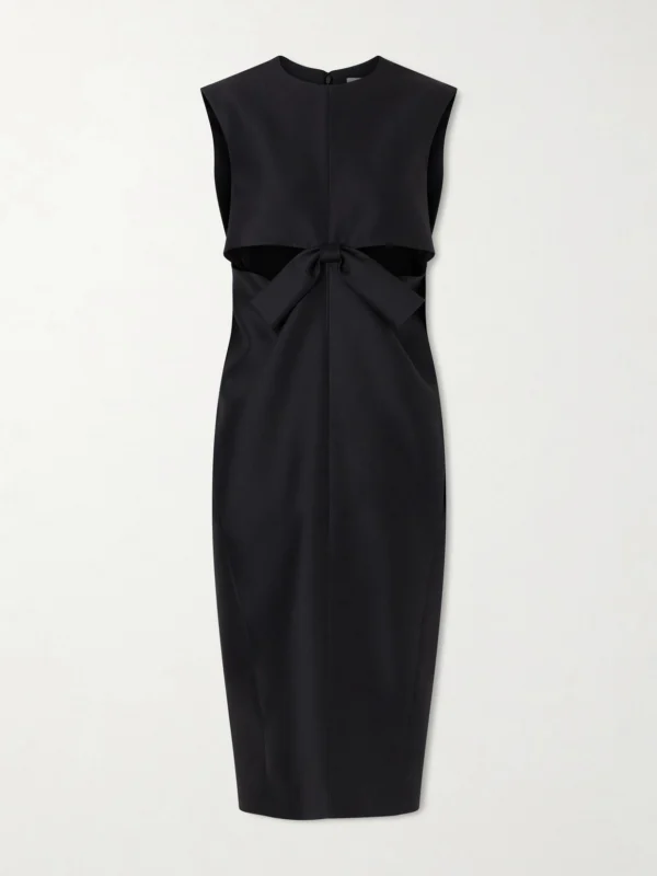 Balenciaga Cutout Draped Wool and Silk-blend Midi Dress