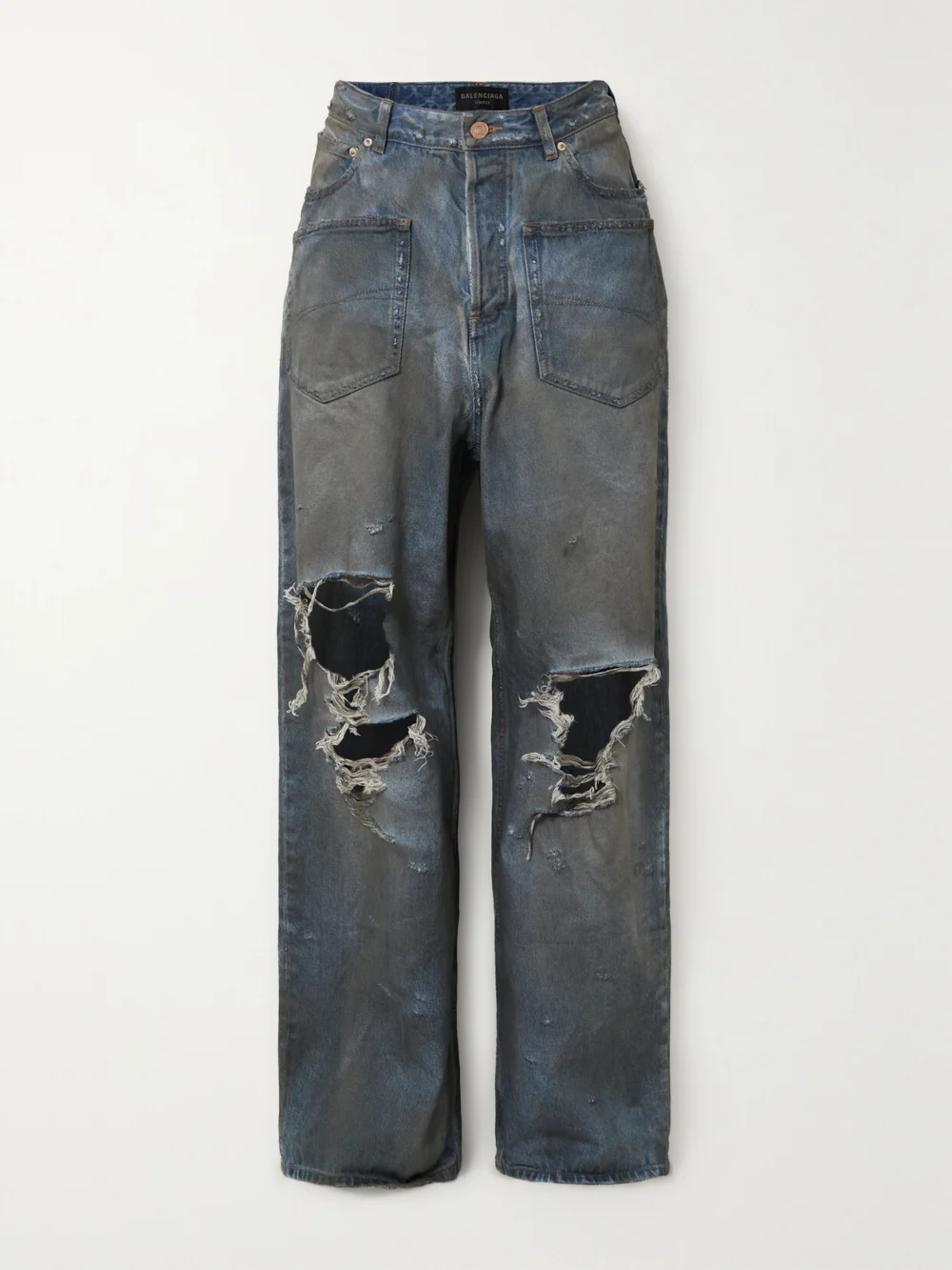 Balenciaga Distressed High-rise Boyfriend Jeans in blue