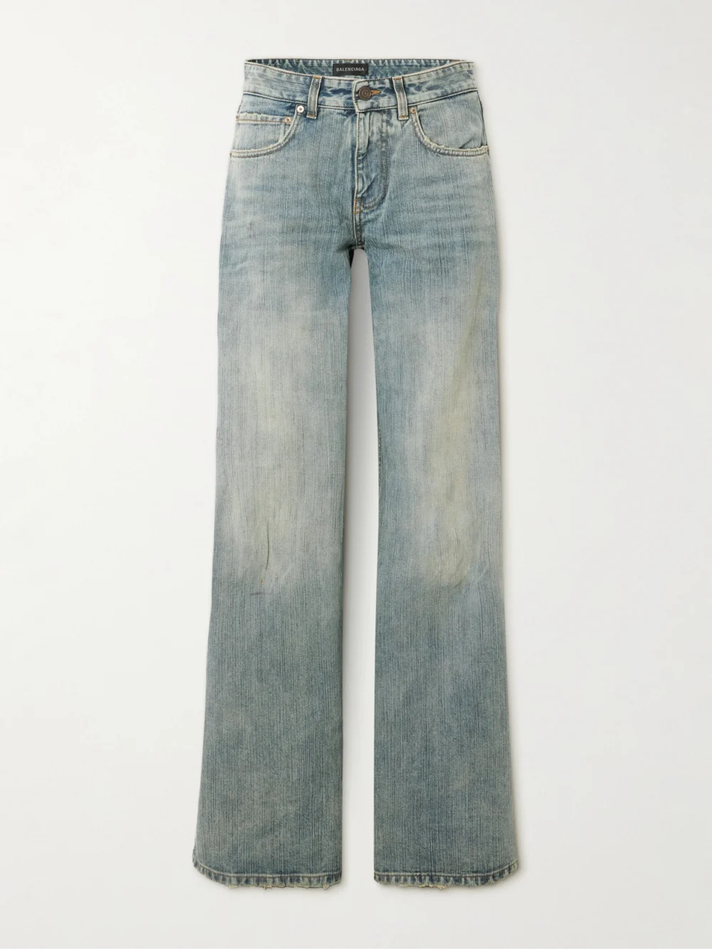Balenciaga Distressed Mid-rise Wide-leg Jeans in light denim