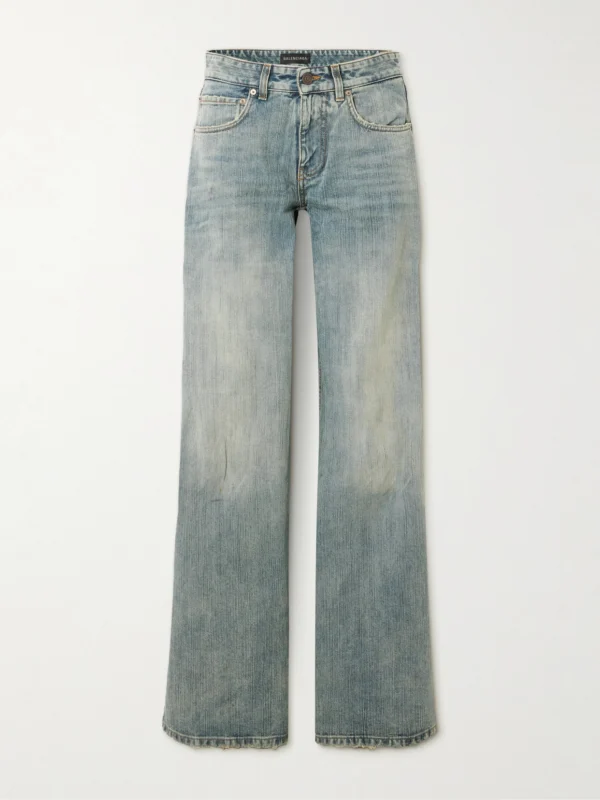 Balenciaga Distressed Mid-rise Wide-leg Jeans