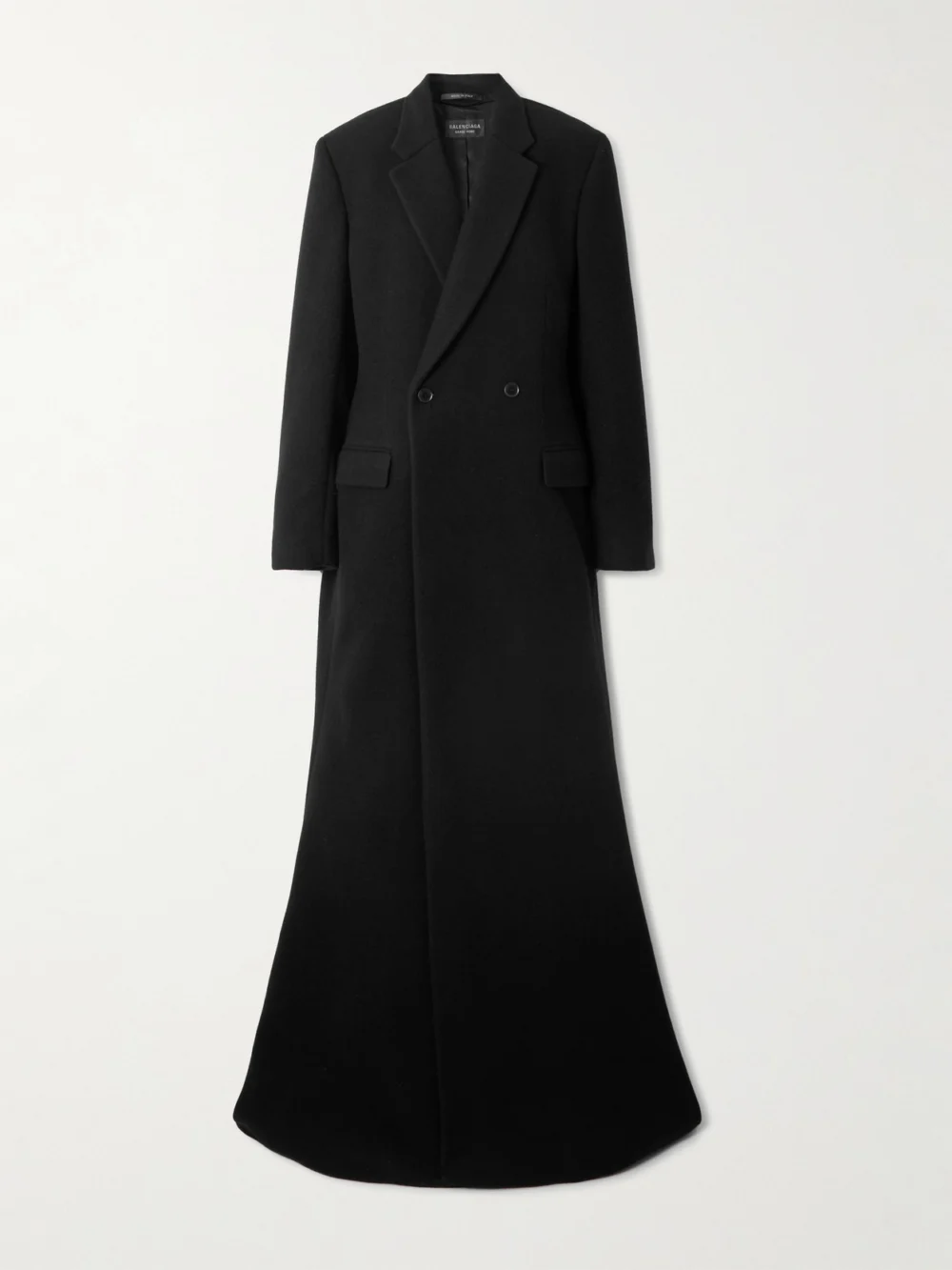 Balenciaga Double-breasted Brushed Wool-blend Coat in black