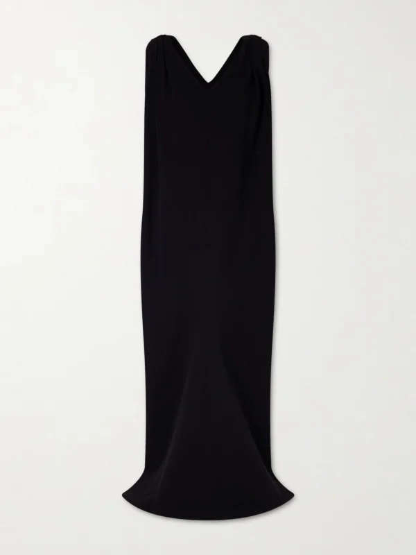 Balenciaga Draped Silk and Wool-blend Crepe Maxi Dress