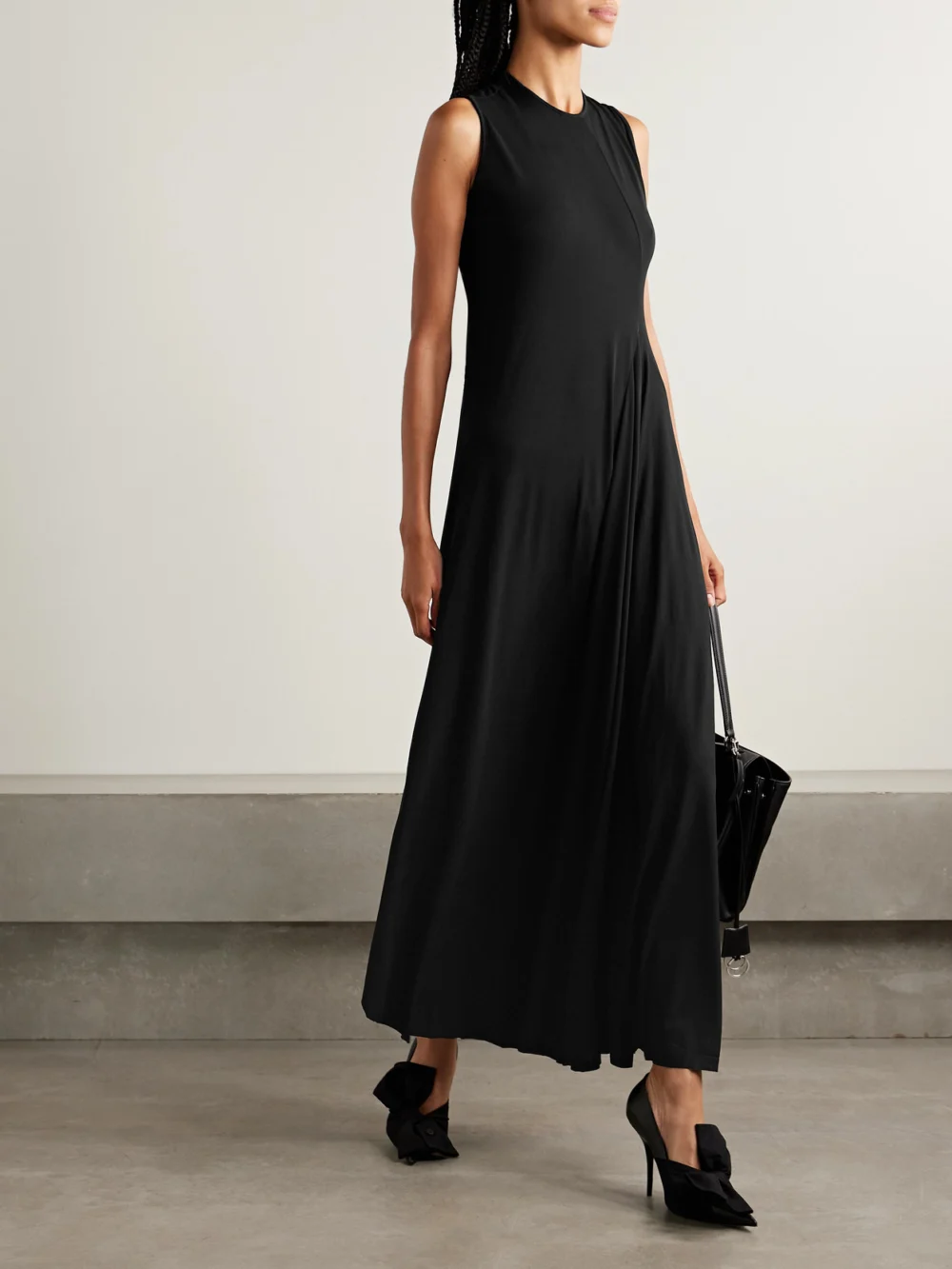 Balenciaga Draped Stretch-jersey Midi Dress, worn by a model
