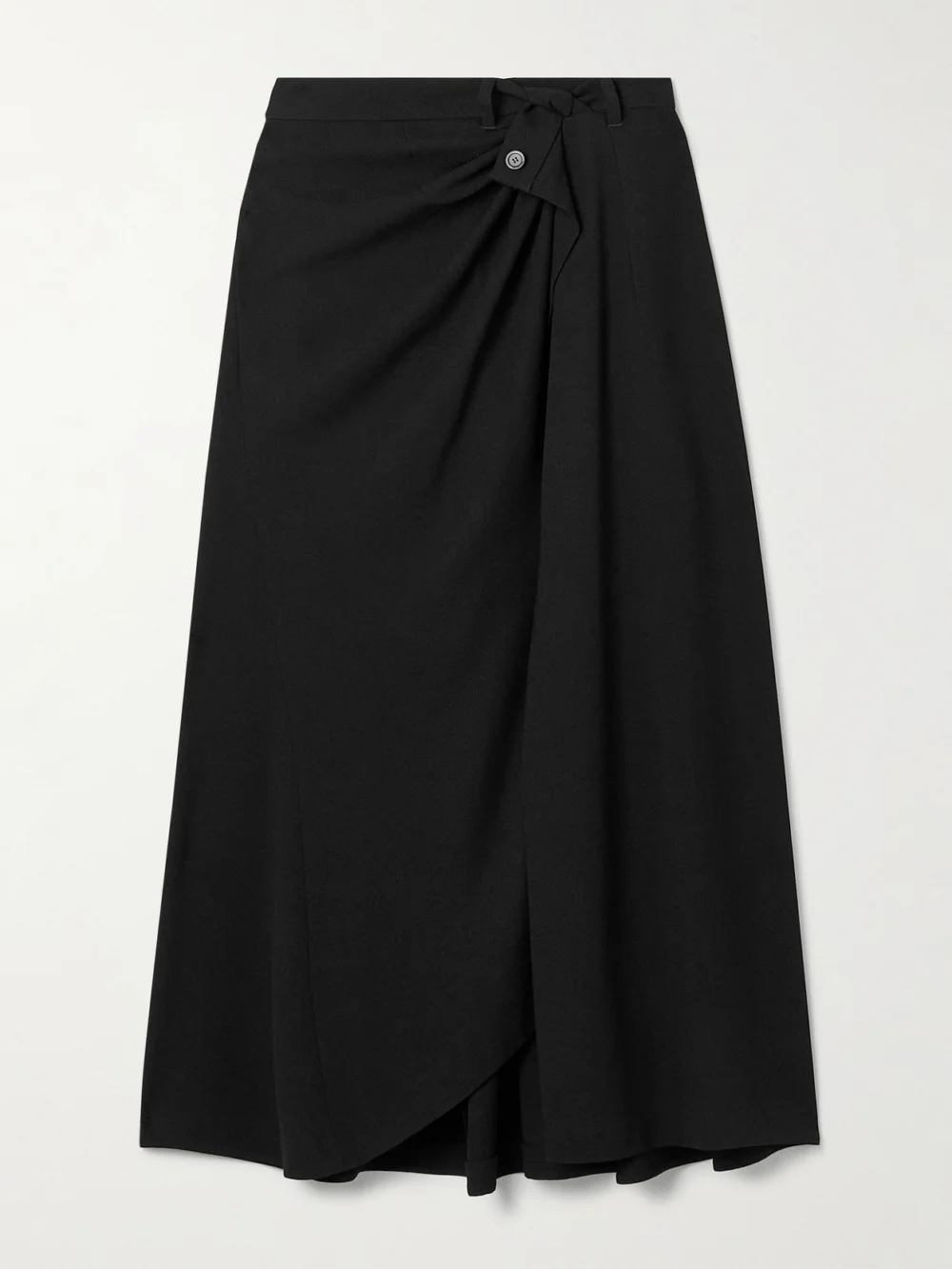 Balenciaga Draped Wrap-effect Crepe Midi Skirt in black