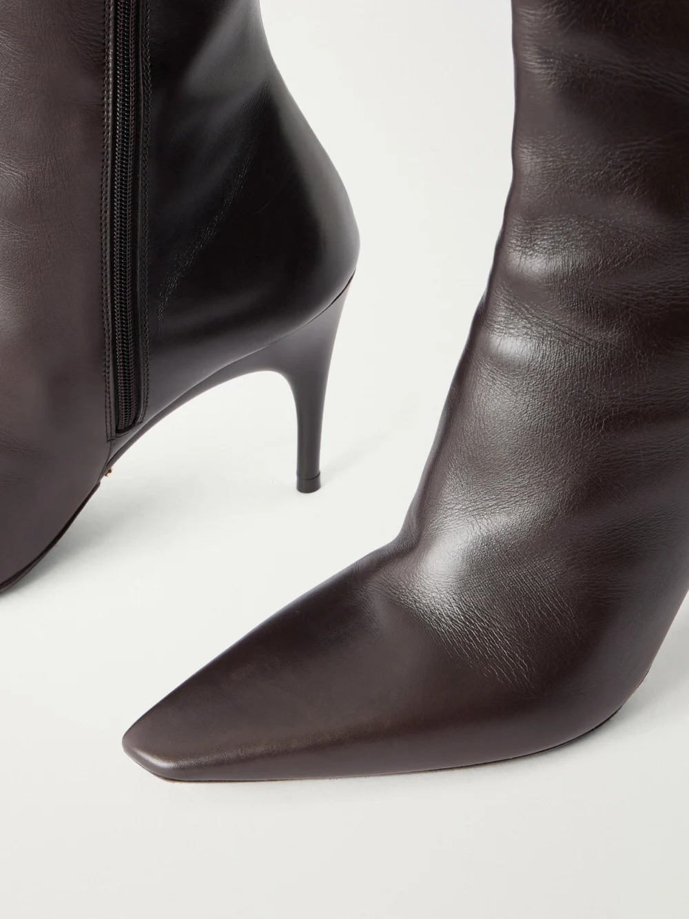 Close-up detail of the Balenciaga Duchesse 90 Leather Knee Boots