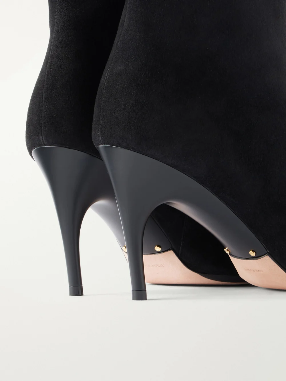 Close-up detail of the Balenciaga Duchesse 90 Suede Ankle Boots