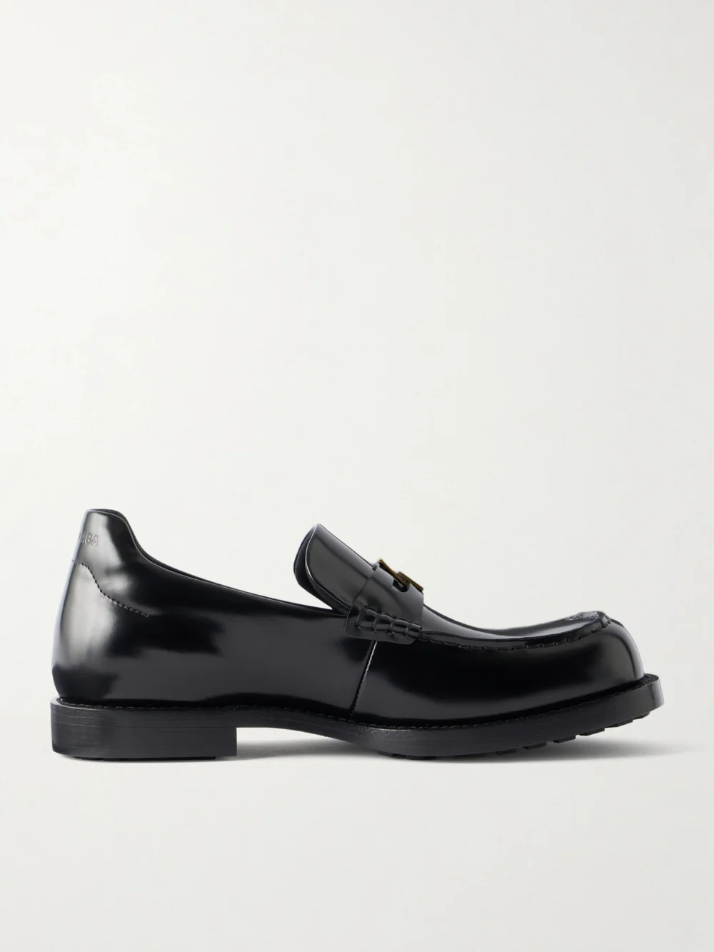 Balenciaga Embellished Leather Loafers in black