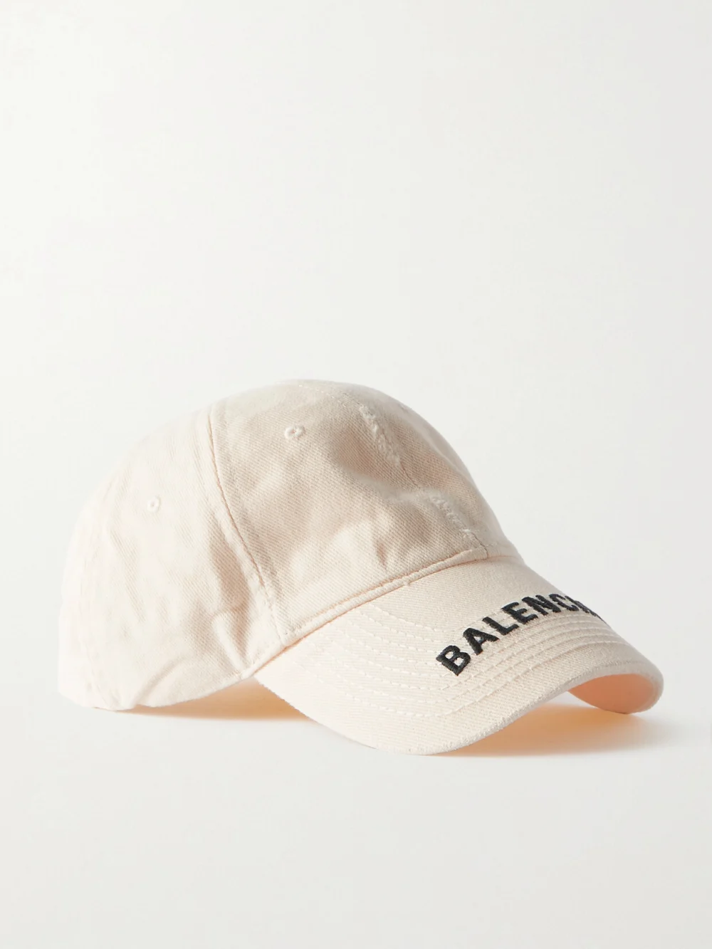 Balenciaga Embroidered Distressed Cotton-twill Baseball Cap in white