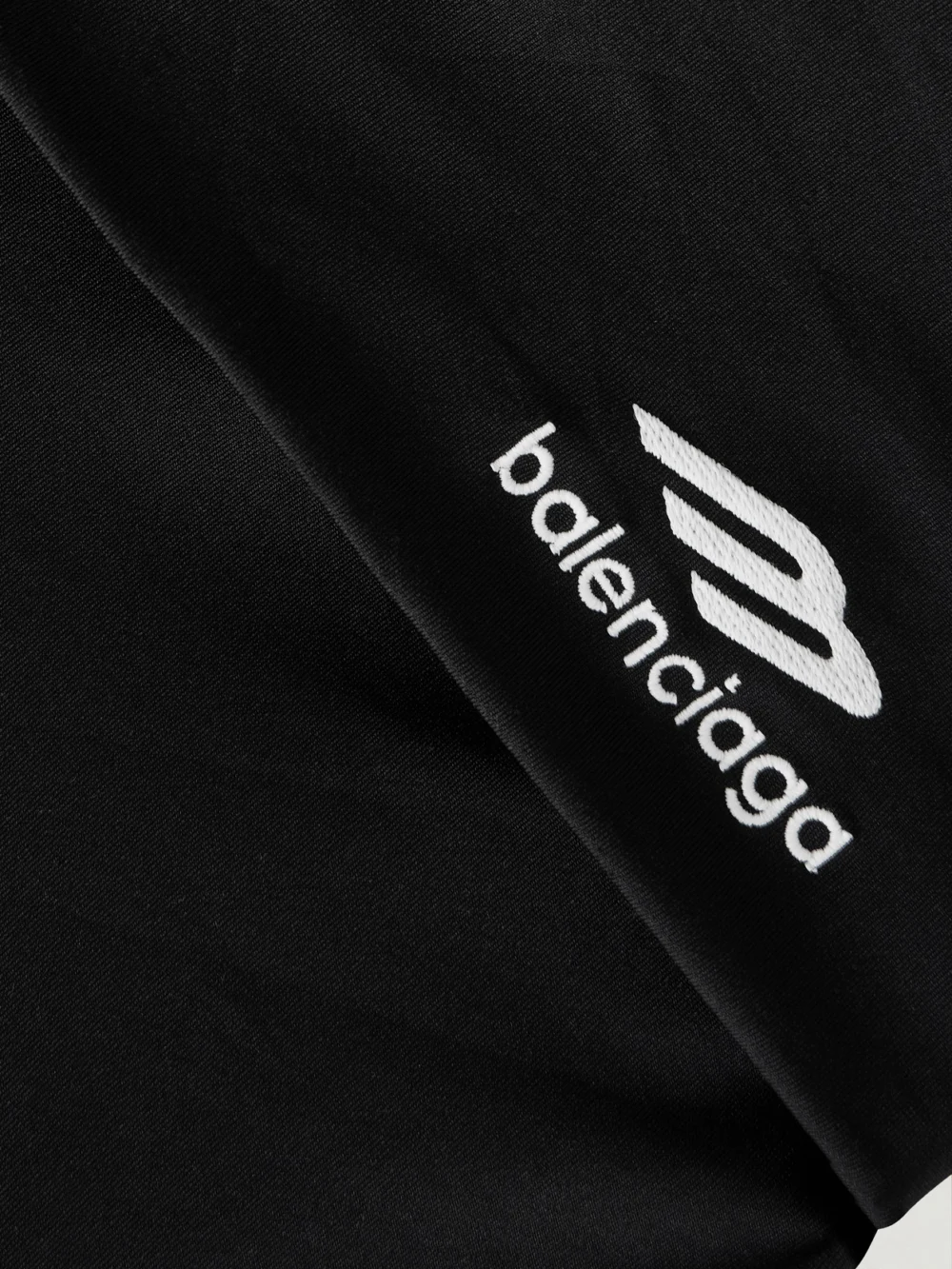 Close-up detail of the Balenciaga Embroidered Jersey Flared Leggings