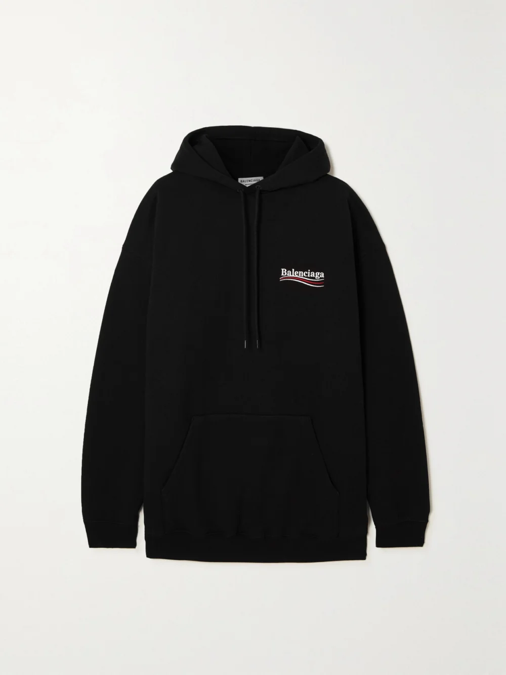 Balenciaga Embroidered Printed Cotton-jersey Hoodie in black