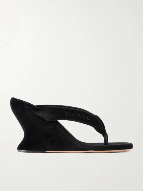 Balenciaga Gaeta 90 Velvet Wedge Sandals