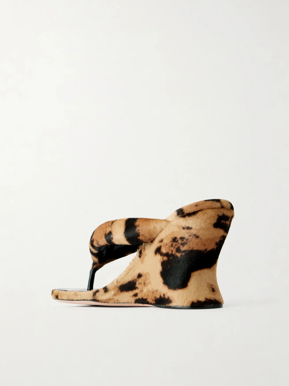 Back view of the Balenciaga Gaeta Leopard-print Pony Hair Wedge Mules