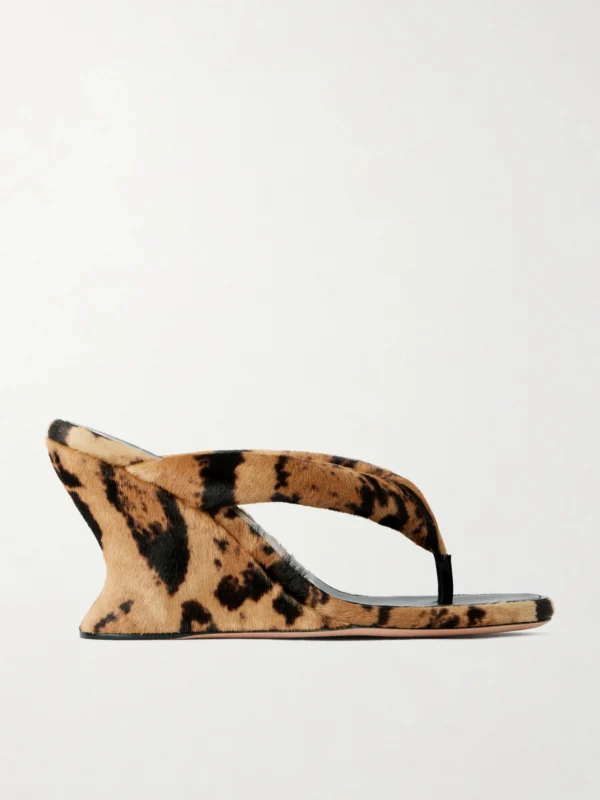 Balenciaga Gaeta Leopard-print Pony Hair Wedge Mules