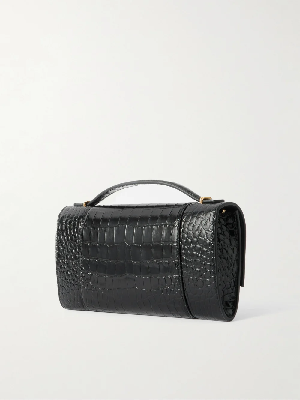 Back view of the Balenciaga Hourglass Croc-effect Patent-leather Shoulder Bag
