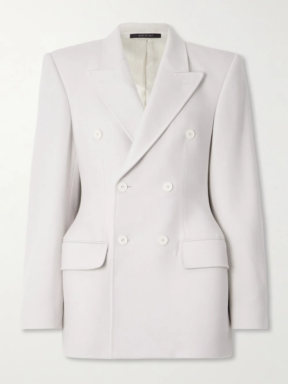 Balenciaga Hourglass Double-breasted Cashmere Blazer in cream