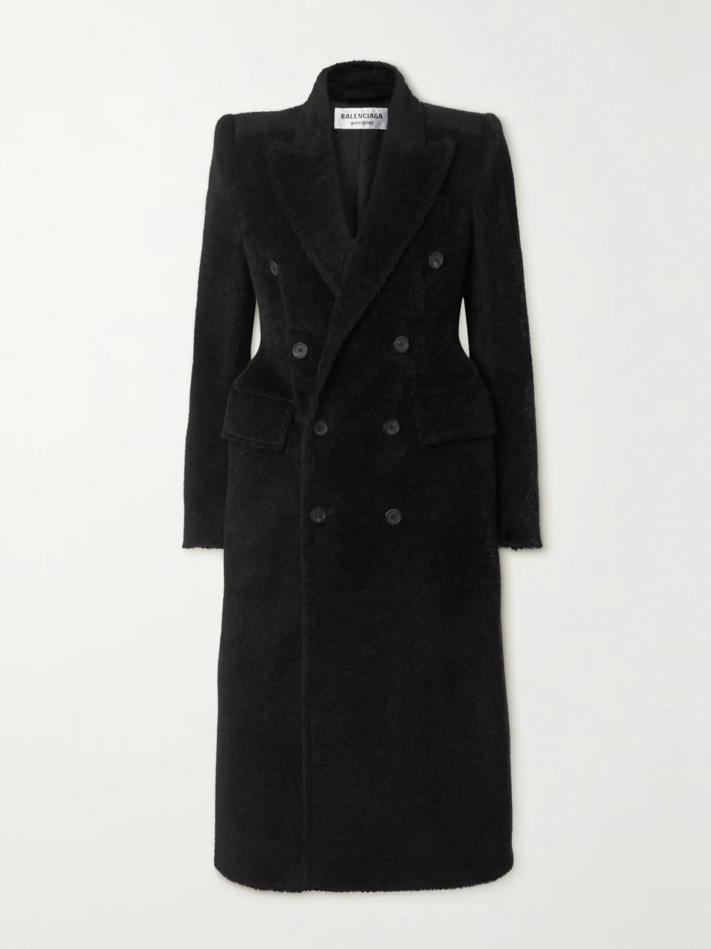 Balenciaga Hourglass Double-breasted Wool-blend Twill Coat in black