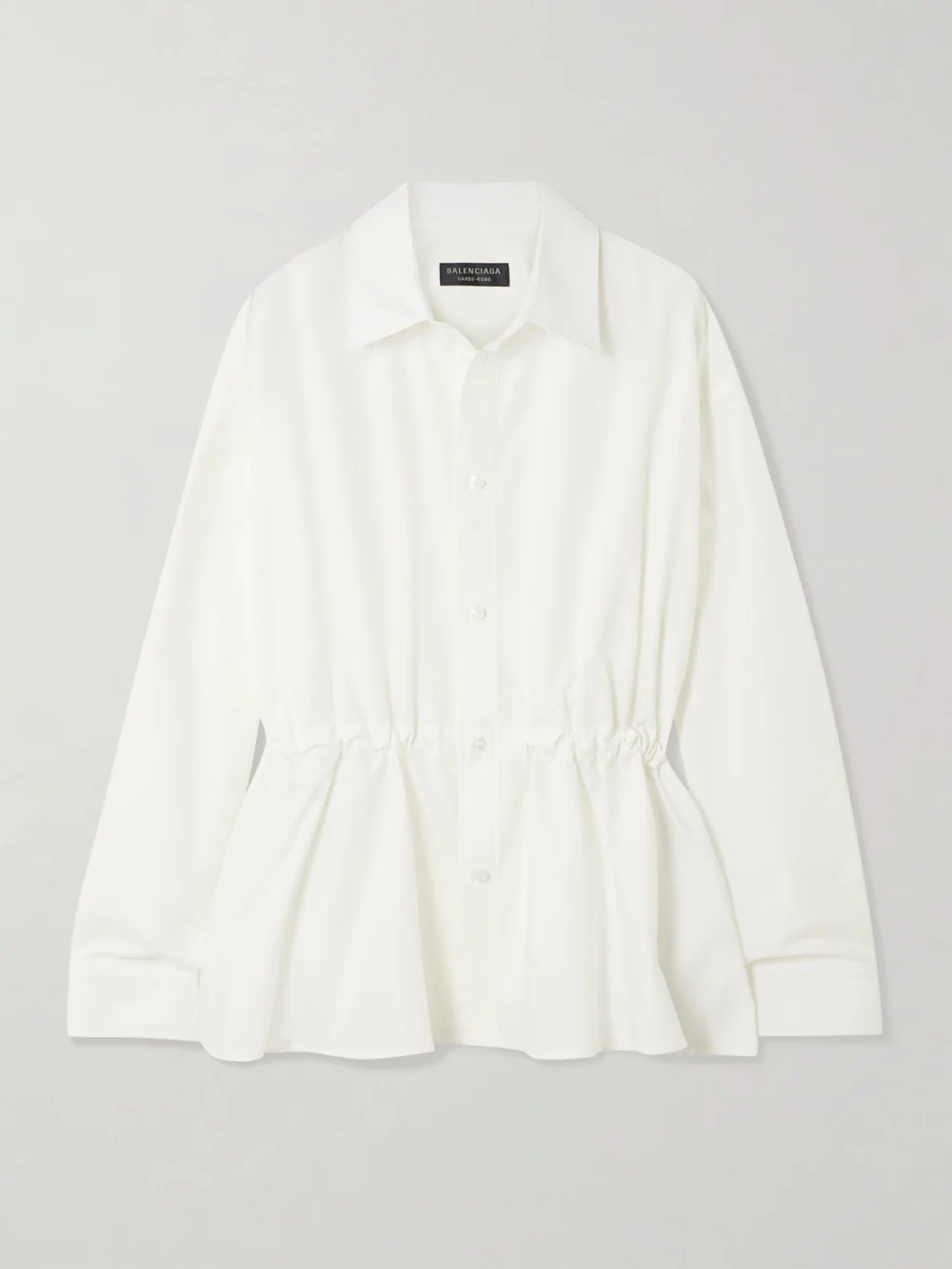 Balenciaga Hourglass Gathered Cotton-poplin Shirt in white
