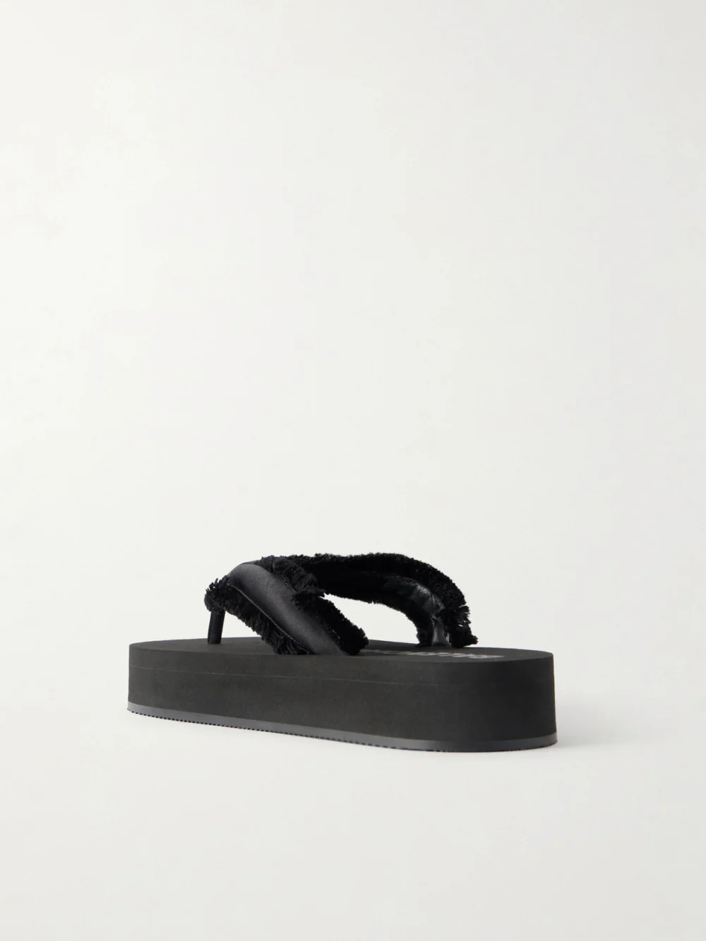 Back view of the Balenciaga Jet Lag Frayed Satin Thong Sandals