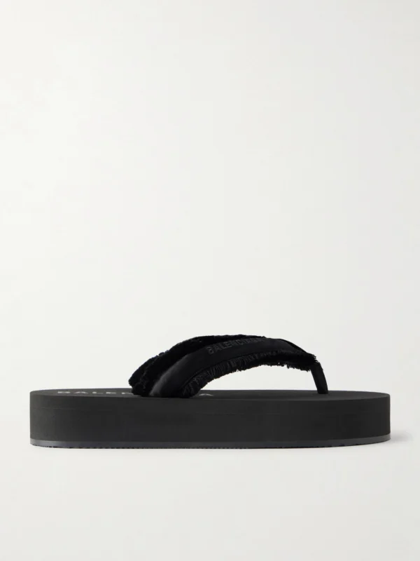 Balenciaga Jet Lag Frayed Satin Thong Sandals
