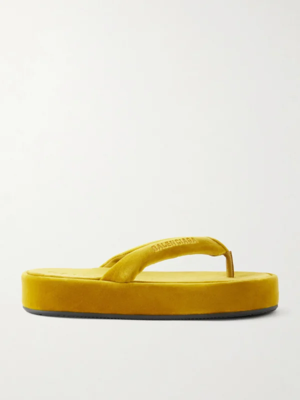 Balenciaga Jet Lag Thong Velvet Sandals